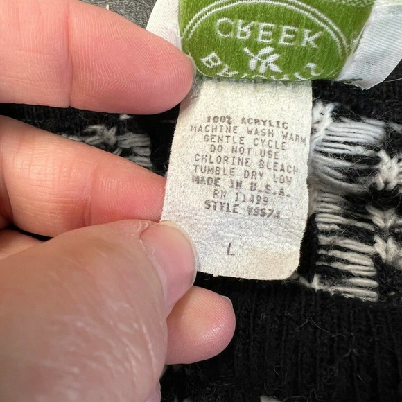 Vintage Crewneck‎ Red Black Nordic Fair Isle Long Sleeve Ski Winter Sweater Larg - Picture 9 of 9